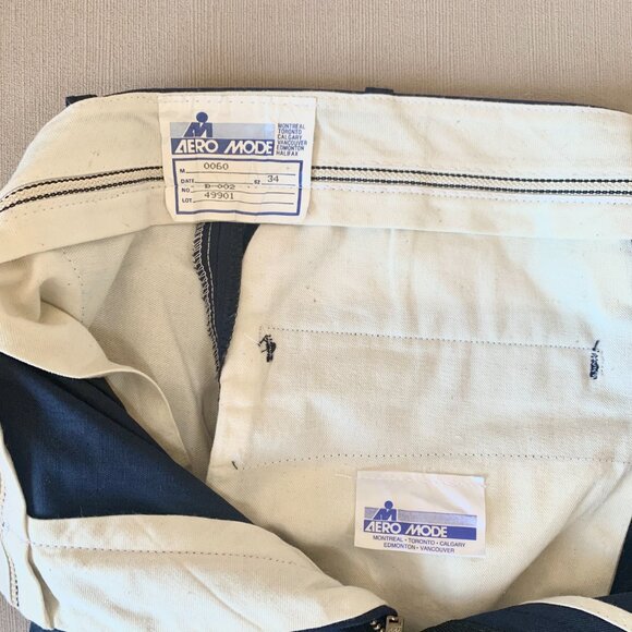 Vintage Aero Mode ALTERED Navy Blue Pleated Uniform Dress Pants Office 80s 90s - Picture 16 of 16